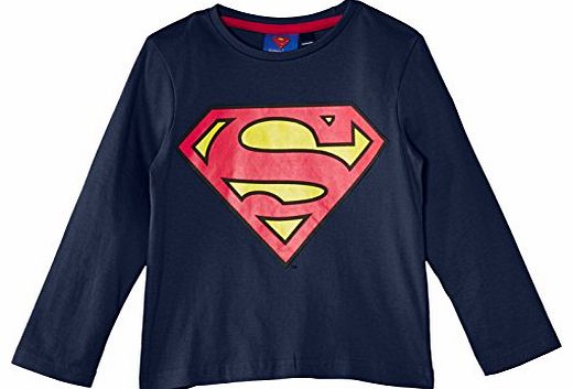 Marvel Boys Superman Long Sleeve T-Shirt, Dress Blue/Red, 6 Years