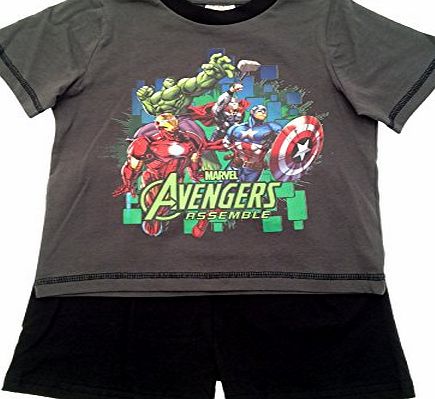 Marvel Kids Boys Pyjamas Avengers Assemble Short Pjs Set Superhero Grey/Black Size UK 3 to 4 Years