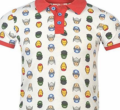 Marvel Kids Buttoned T Shirt Infants Boys Short Sleeved Print Design Top Avengers 5-6 Yrs