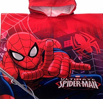 Marvel Spiderman Hooded Poncho Beach Towel Bath Swimming Towel Boys Kids Childrens One Size