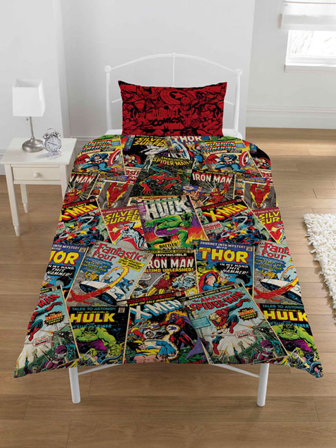 Marvel Comics Heroes Single Duvet Cover and