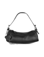Black Pebble Soft Calf Leather Hobo Bag