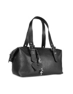 Black Pebble Soft Calf Leather Satchel Bag