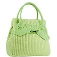 Lime Leather Bow Knit Medium Tote