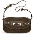 Small Brown Suede and Leather Baguette Flap Bag