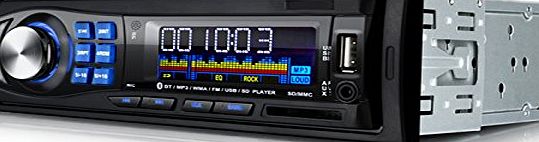 Masione Bluetooth Car Stereo Audio Receiver , Single Din, In Dash 12V, MP3 Radio Player Compatible, Digital Media, FM Receiver with USB Port amp; SD Card Slot AUX Receiver,Remote Control
