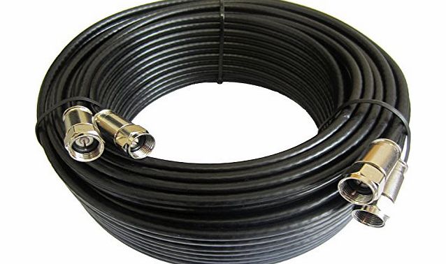 MAST DIGITAL  10 m Twin Satellite Shotgun Cable Extension Kit with Premiu m Fitted Compression F Connectors for Sky and Freesat - Black