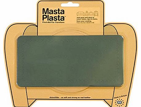MASTAPLASTA peel and stick repair patch 200mm x 100mm PLAIN STRIP DESIGN GREEN for holes, rips and stains in car seats, sofas, bags and leather jackets