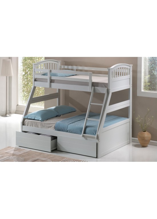Three Sleeper Bunk Bed-White + Under