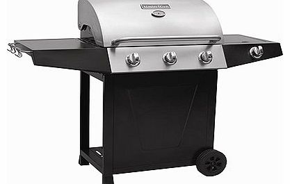 Stainless Steel - Family Gas Barbecue - 3 Burner Grill BBQ - With Side Burner & Storage