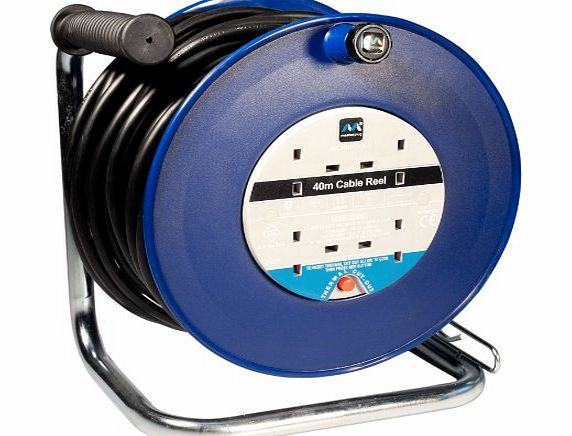 Masterplug HDCC4013/4BL 40m 4 Socket 13 Amp Open Cable Reel with Thermal Cut Out and Reset Button