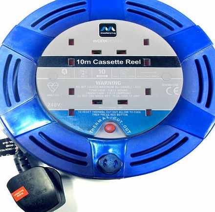 MCT1010/4BL-MP 10m 4 Socket 10 Amp Medium Cassette Reel with Thermal Cut Out and Reset Button