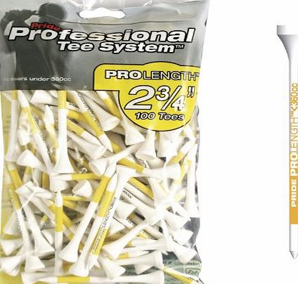 Pride PTS Professional Wooden 2 3/4 inch - 3 x 100 Tee Pack Yellow