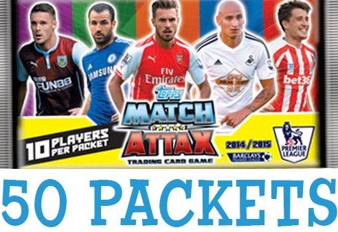 Match Attax 1 CDU of 50 Topps Match Attax 2014 2015 Booster Packs (500 random cards)