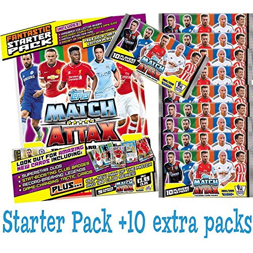 Topps Match Attax 2014 2015 Starter Binder Pack + 100 Extra Cards (10 Boosters)