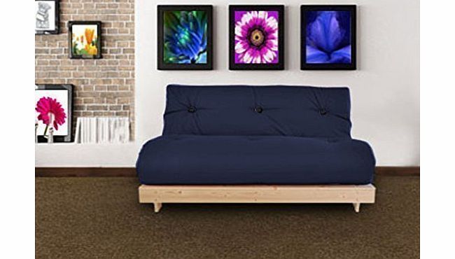 Matching Bedroom Sets Complete Double 2 Seater Futon Sofabed, Wooden Base and Futon Mattress in Navy Blue
