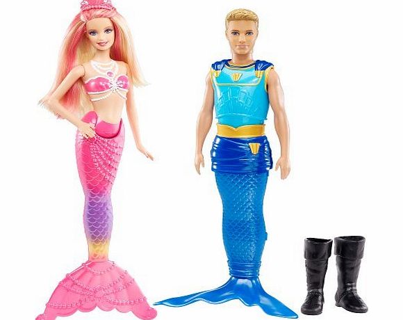 Mattel Barbie Pearl Princess with Prince Ken Triton, 2-Pack