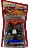 Disney Pixar Cars Dirt Track Gift Pack - Cactus Lightning McQueen, Sheriff and Dirt Track Doc Hudson (Red Rims)