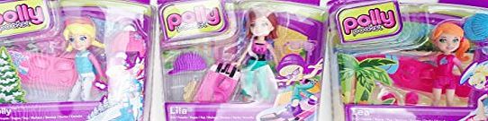 Mattel Polly Pocket Totally Trendy 3 Doll and Board Accessory Set - Polly, Lea, Lila Dolls