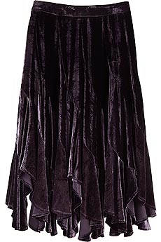 Matthew Williamson Asymmetrical velvet skirt