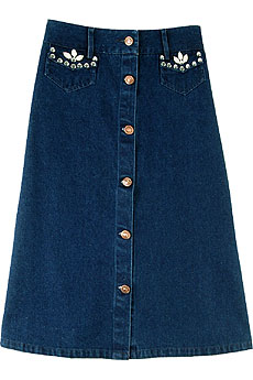 Matthew Williamson Shell embellished denim skirt