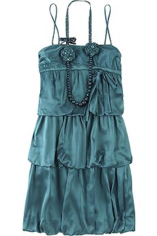 Tiered satin bubble dress