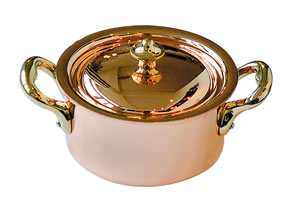 Small Cocotte and Lid  Bronze handles 9cm