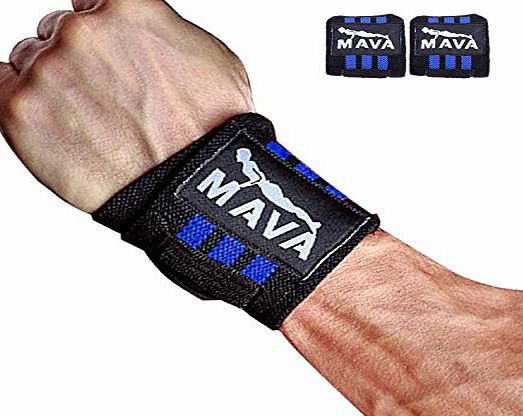 Mava Sports Strong Wrist Support Wrist Wraps with Velcro Closure for Cross Training, Weight Lifting amp; WOD, Black/Blue