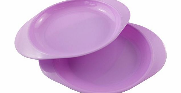 Mavs Store Toddler Feeding Plates - 2 Pieces Baby Meal Time Dishes (Purple)