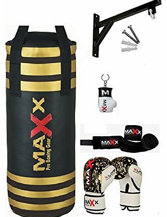 Maxx Junior punch bag set with 6oz gloves, hook or bracket, kids boxing , mma training (Bag Set -Bracket)