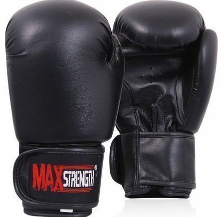 Max Strength 10oz Boxing Gloves Rex Leather Black