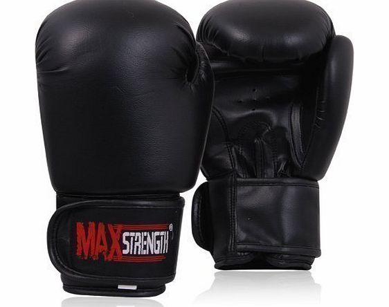 Max Strength 8oz Boxing Gloves Rex Leather Black