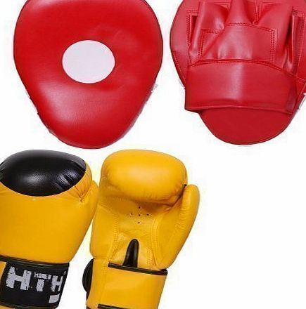 Max Strength Curved Focus Pad Red   Yellow Target Gloves 10oz