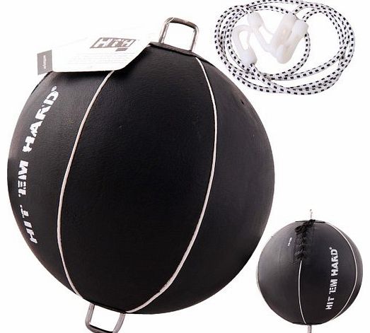 Max Strength Leather Boxing Sparring Double End Speed Dodge Ball Punch Training Bag - Black, 15 cm