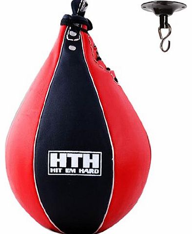 Leather MMA Boxing Sparring Training Speed Dodge Ball - Black/Red, 15 cm