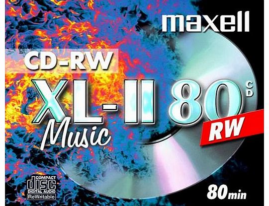 Maxell CD-RW 80 Storage Media (Music 80 minutes) - Single disc in jewel case