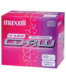 maxell CD-RW Pack of 10 in Jewel Cases