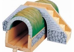 Wooden Railway Train Set Tunnel with Stairs Brio Thomas Compatible