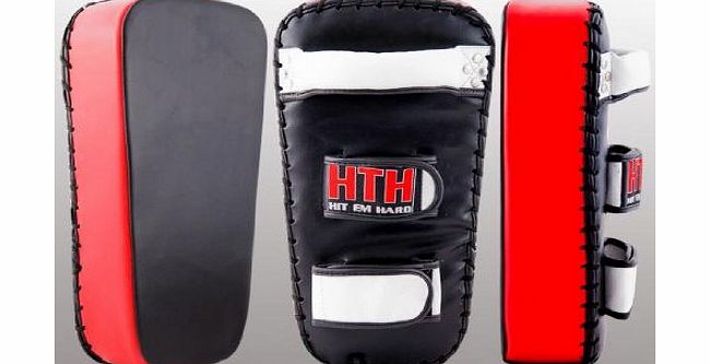 MAXSTRENGTH  Leather Muay Thai Kick Boxing Strike Shield - Red/Black, 37 cm