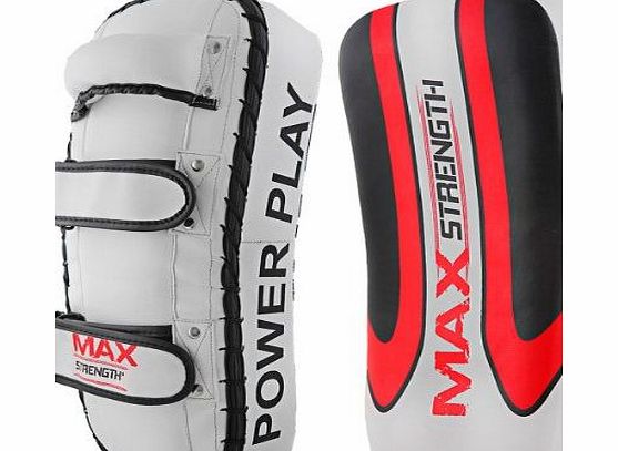 MAXSTRENGTH  MMA Boxing Martial Arts Curved Thai Kick Pad - White/Black/Red