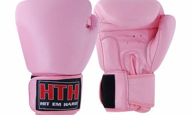 MAXSTRENGTH  Real Leather Boxing Gloves - Pink, 10 oz