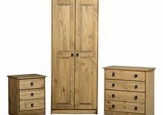 Maya Bedroom Set Pine 2 Door Wardrobe 3 Drawer Bedside 4 Drawer Sideboard