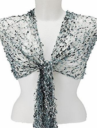 Maybury Neck Scarf - Handmade Fairtrade Silver Grey net scarf
