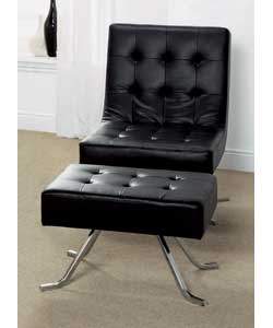 Chair And Footstool - Black