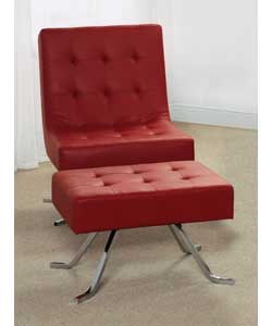 mayfair Chair And Footstool - Red