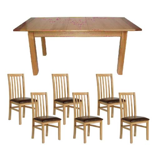 Set - Extending Table + 6 Oak Chairs