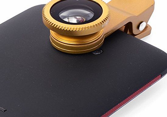 mb 3 IN 1 LENS DM(TM) GOLD Prime 3in1 Telephoto Lens Zoom Lens Clip on Wide Lens 180 degree Fish-eye Lens / Wide Angle / Micro Lens Photo Kit Mobile Phone Camera Lens Adapter Buttons for iPhone 6 Plus 5 