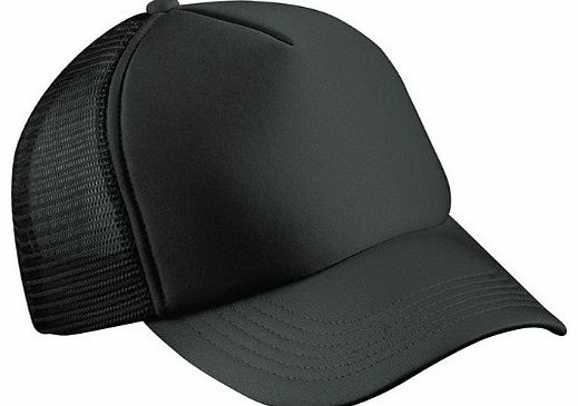 CLASSIC TRUCKER CAP HALF MESH HAT - 22 GREAT COLOURS (MB070) (BLACK)