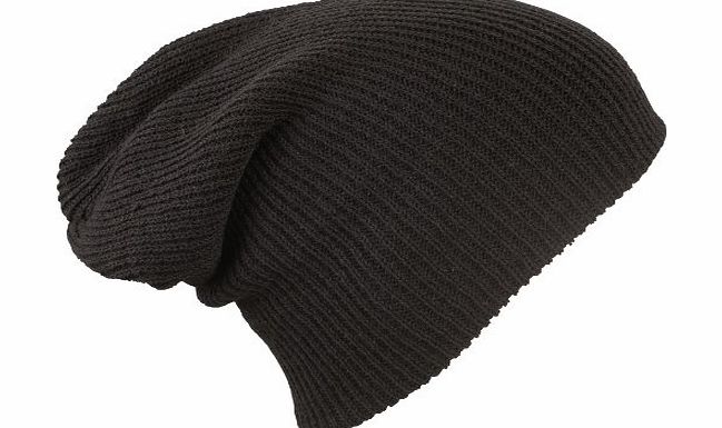 MB CAPS MB Oversized Baggy Fit Slouch Style Beanie Beany Cap - 6 New Colours (Very Black)