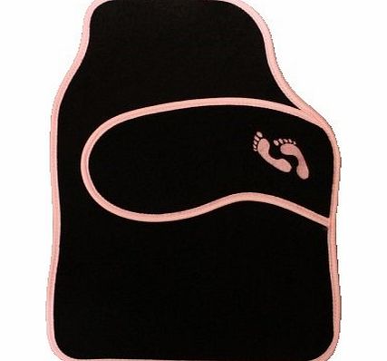 MC Direct Set of 4 Car Carpet Mat Set - Feet Emblem (Pink)